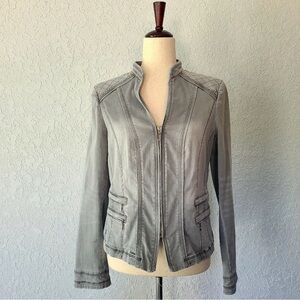 White House Black Market Gray Denim Jacket